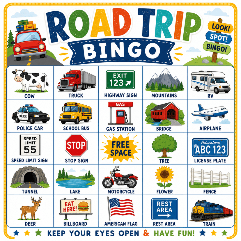 Road Trip Bingo card preview